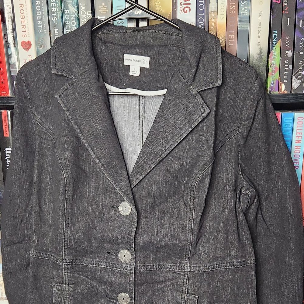 Susan Graver Women's Small Black Denim Jacket